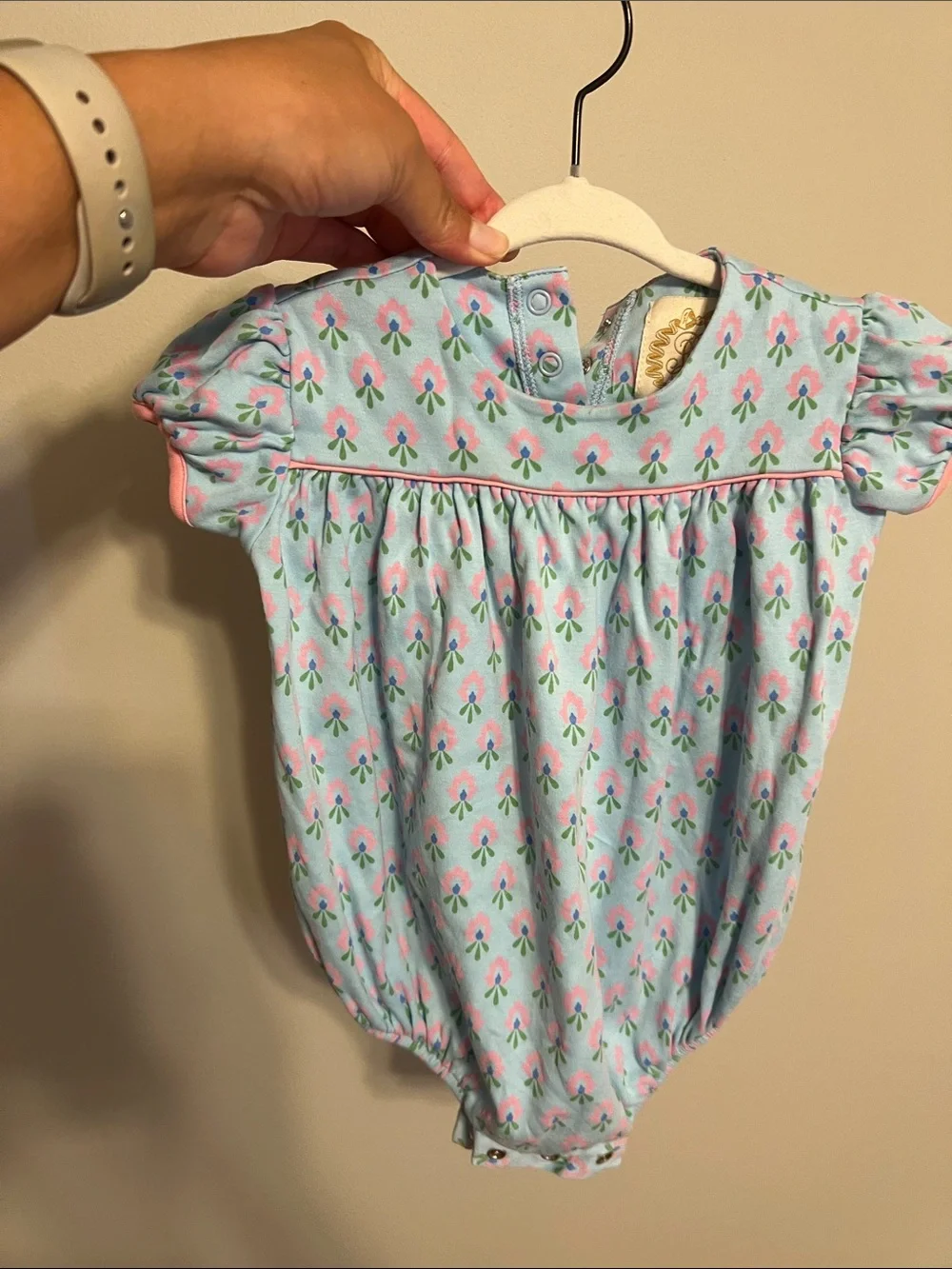 The Beaufort Bonnet Company Blue Pink Floral Bubble